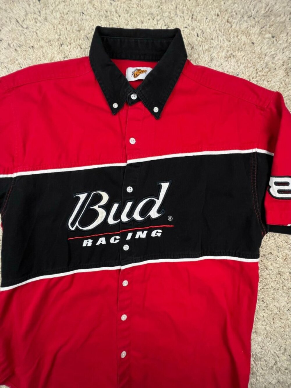 VTG Winners Circle Bud Racing Dale Earnhardt Jr Button Up Short Sleeve Shirt L